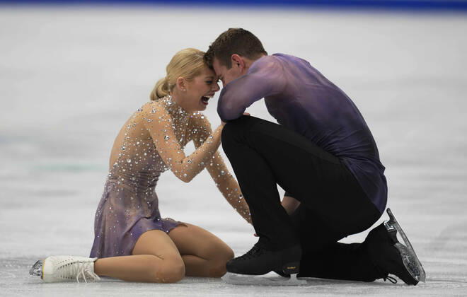Bilder des Jahres 2022, Sport 03 März Sport Themen der Woche KW12 Sport Bilder des Tages March 24, 2022: World champions Alexa Knierim and Brandon Frazier from United States of America during Pairs Free Skating, World Figure skating, Eiskunstlauf Championship at Sud de France Arena, Montpellier, France. CSM. Montpellier France - ZUMAc04_ 20220324_zaf_c04_450 Copyright: xKimxPricex