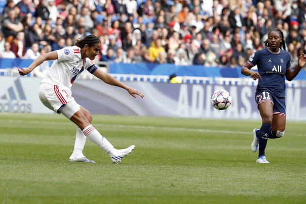Renard wendie OL FOOTBALL : Olympique Lyonnais (OL) vs Paris Saint Germain (PSG) - femmes - seniors - Champions league 2022 2023 - demi finale - Lyon - 24 04 2022 StephanePillaud Panoramic