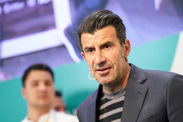 Portuguese football legend Luis Figo performs a show-cooking by Epigen Healthy Bite during the Salon Gourmets 2022. April 26, 2022. (2022042630)