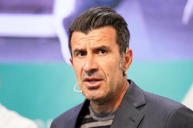 Portuguese football legend Luis Figo performs a show-cooking by Epigen Healthy Bite during the Salon Gourmets 2022. April 26, 2022. (2022042635)