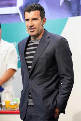 Portuguese football legend Luis Figo performs a show-cooking by Epigen Healthy Bite during the Salon Gourmets 2022. April 26, 2022. (2022042646)