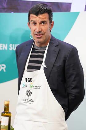 Portuguese football legend Luis Figo performs a show-cooking by Epigen Healthy Bite during the Salon Gourmets 2022. April 26, 2022. (2022042650)
