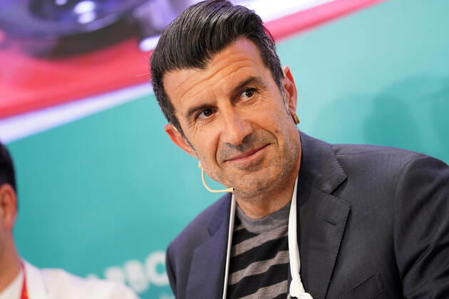 Portuguese football legend Luis Figo performs a show-cooking by Epigen Healthy Bite during the Salon Gourmets 2022. April 26, 2022. (2022042656)