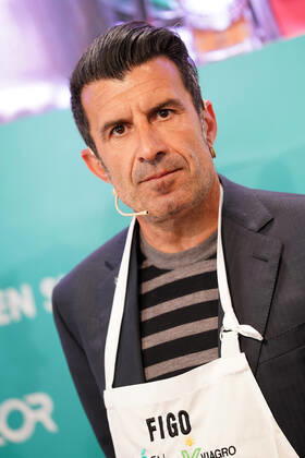Portuguese football legend Luis Figo performs a show-cooking by Epigen Healthy Bite during the Salon Gourmets 2022. April 26, 2022. (2022042671)