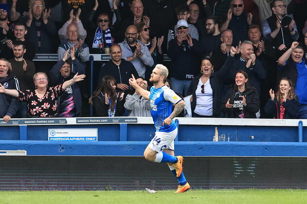 Sky Bet Championship Peterborough v Blackpool Jack Marriott 14 of Peterborough United celebrates his goal to make it 4-0 Peterborough Weston Homes Stadium Cambridgeshire United Kingdom Copyright: xMarkxCosgrove NewsxImagesx