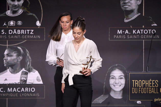 Clara MATEO - Christiane ENDLER during the Trophies UNFP ceremony at Pavillon Gabriel on May 15, 2022 in Paris, France. FOOTBALL : Trophees UNFP - Soiree - Paris - 15 05 2022 Pool FEP Panoramic 