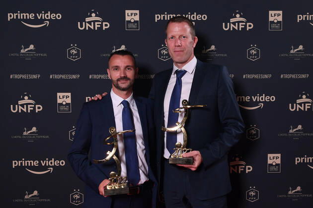 Stephan PIGNATELLI (ARBITRE) - Olivier THUAL (ARBITRE) during the Trophies UNFP ceremony at Pavillon Gabriel on May 15, 2022 in Paris, France. FOOTBALL : Trophees UNFP - Soiree - Paris - 15 05 2022 Pool FEP Panoramic 
