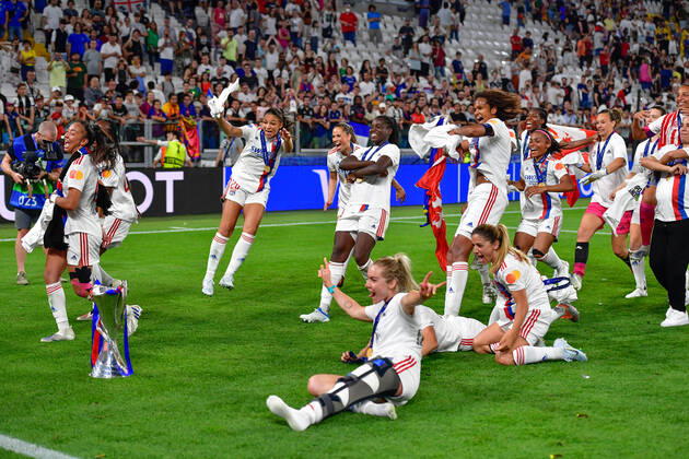 FC Barcelona, Barca v Olympique Lyon, UEFA Women?s Champions League final, football, Turin, Italy Turin, Italy. 21st, May 2022. The players of Olympique Lyon are celebrating winning the UEFA Women?s Champions League final between Barcelona and Olympique Lyon at Juventus Stadium in Turin. Turin Italy Copyright: xGonzalesxPhoto TommasoxFimianox