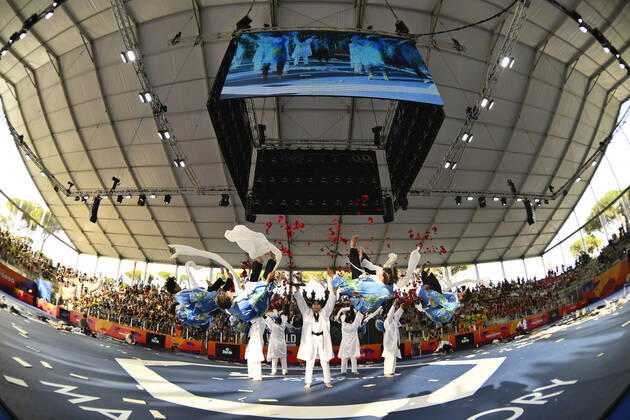 Demostration performance before the SF and F round of World Taekwondo Grand Prix at Foro Italico, Nicola Pietrangeli Stadium, 4th June 2022, Rome, Italy.  Copyright: xDomenicoxCippitellix xipa-agencyx xx 0