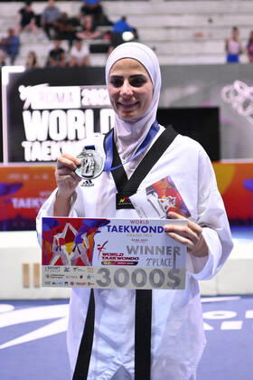 Julyana AL-SADEQ (JOR) during SF and F round of World Taekwondo Grand Prix at Foro Italico, Nicola Pietrangeli Stadium, 4th June 2022, Rome, Italy.  Copyright: xDomenicoxCippitellix xipa-agencyx xx 0