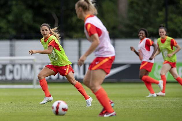 ZEIST - Danielle van de Donk during a training session of the Dutch women s national team, Nationalteam at the KNVB Campus on June 20, 2022 in Zeist, the Netherlands. The Dutch women s team is preparing for the European Football Championship in England. ANP OLAF KRAAK UEFA Women s Euro England 2022 2022 xVIxANPxSportx xxANPxIVx