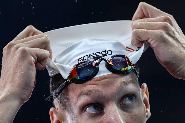 Sport Themen der Woche KW25 Sport Bilder des Tages Caeleb Dressel of United States reacts after compete in the 100m Freestyle Men Heats during the FINA 19th World Championships at Duna Arena in Budapest (Hungary), June 21th, 2022. Caeleb Dressel placed second. Photo Andrea Staccioli Deepbluemedia Insidefoto andreaxstaccioli