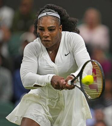 Tennis: Wimbledon championships Serena Williams of the United States plays against Harmony Tan of France in the first round of the Wimbledon tennis tournament in London on June 28, 2022. A14AA0001307355P