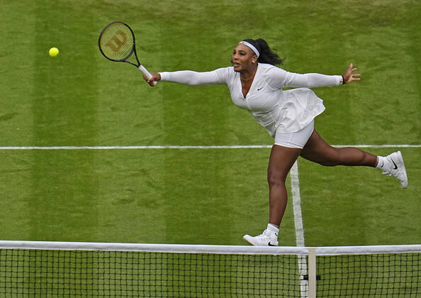 Tennis: Wimbledon championships Serena Williams of the United States plays against Harmony Tan of France in the first round of the Wimbledon tennis tournament in London on June 28, 2022. A14AA0001307357P