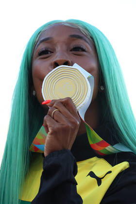 Shelly-Ann Fraser-Pryce (JAM), JULY 18, 2022 - Athletics : IAAF World Championships Oregon 2022 Women s 100m Award ceremony at Hayward Field, Eugene, Oregon, USA.  (193823671)