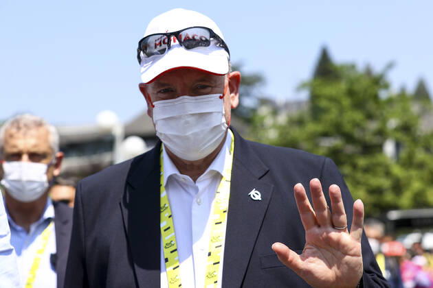 Prince Albert II of Monaco pictured at the start of stage 18 of the Tour de France cycling race, from Lourdes to Hautacam (143km), France, on Thursday 21 July 2022. This year s Tour de France takes place from 01 to 24 July 2022. - UK OUT DAVIDxPINTENS x37691121x