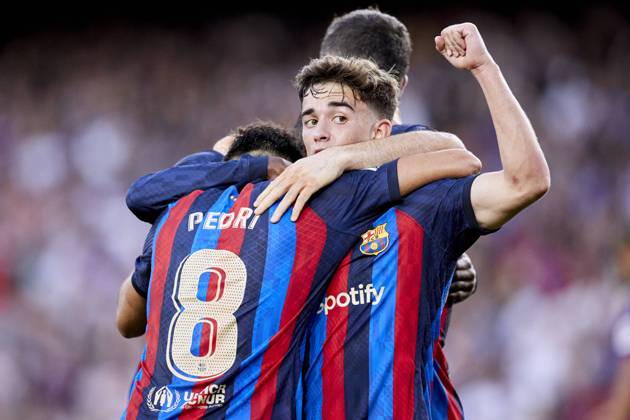 ESP: FC Barcelona, Barca v Real Valladolid CF - La Liga Santander Pedro Gonzalez Pedri of FC Barcelona celebrates with Pablo Martin Gavi after scoring his team s second goal during the La Liga Santander match between FC Barcelona and Real Valladolid CF at Spotify Camp Nou on August 28, 2022, in Barcelona, Spain. Barcelona Spotify Camp Nou Catalunya Spain _RL_FCBvVALL_039_432 Copyright: xRicardoxLarreinax