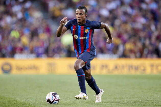 ESP: FC Barcelona, Barca v Real Valladolid CF - La Liga Santander Jules Koundà of FC Barcelona in action during the La Liga Santander match between FC Barcelona and Real Valladolid CF at Spotify Camp Nou on August 28, 2022, in Barcelona, Spain. Barcelona Spotify Camp Nou Catalunya Spain _RL_FCBvVALL_042_430 Copyright: xRicardoxLarreinax
