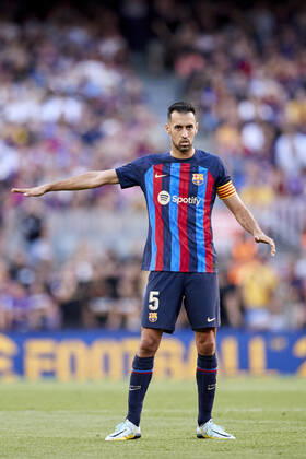 ESP: FC Barcelona, Barca v Real Valladolid CF - La Liga Santander Sergio Busquets of FC Barcelona react during the La Liga Santander match between FC Barcelona and Real Valladolid CF at Spotify Camp Nou on August 28, 2022, in Barcelona, Spain. Barcelona Spotify Camp Nou Catalunya Spain _RL_FCBvVALL_009_454 Copyright: xRicardoxLarreinax