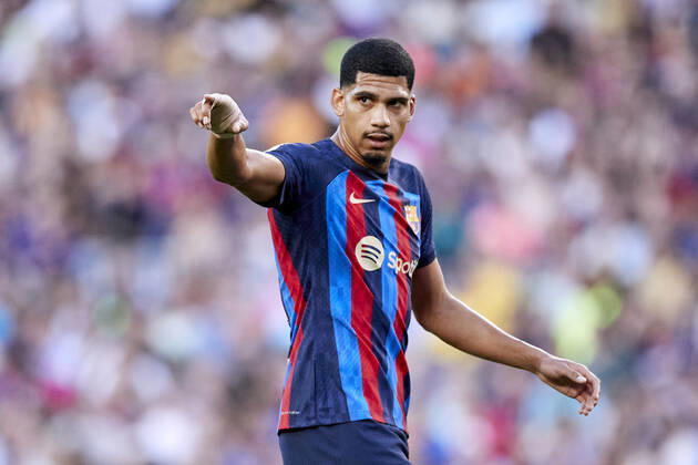 ESP: FC Barcelona, Barca v Real Valladolid CF - La Liga Santander Ronald Araujo of FC Barcelona react during the La Liga Santander match between FC Barcelona and Real Valladolid CF at Spotify Camp Nou on August 28, 2022, in Barcelona, Spain. Barcelona Spotify Camp Nou Catalunya Spain _RL_FCBvVALL_020_444 Copyright: xRicardoxLarreinax
