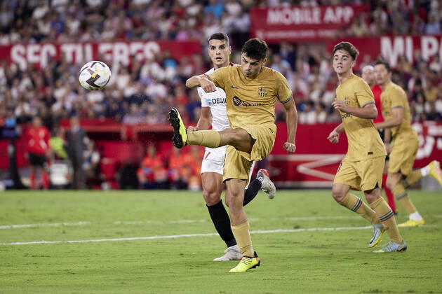 Sevilla FC v FC Barcelona, Barca LaLiga Santander, Seville, Spain Seville, Spain. 03rd September 2022. Gavi (30) of FC Barcelona seen during the LaLiga Santander match between Sevilla FC and FC Barcelona at Estadio Ramon Sanchez Pizjuan in Seville. Seville Andalucia Spain Estadio Ramon Sanchez Pizjuan Copyright: xGonzalesxPhoto JesusxRuizxMedinax