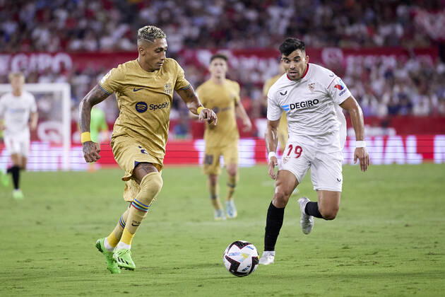 Sevilla FC v FC Barcelona, Barca LaLiga Santander, Seville, Spain Seville, Spain. 03rd September 2022. Raphinha (22) of FC Barcelona seen during the LaLiga Santander match between Sevilla FC and FC Barcelona at Estadio Ramon Sanchez Pizjuan in Seville. Seville Andalucia Spain Estadio Ramon Sanchez Pizjuan Copyright: xGonzalesxPhoto JesusxRuizxMedinax