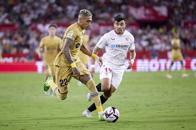 Sevilla FC v FC Barcelona, Barca LaLiga Santander, Seville, Spain Seville, Spain. 03rd September 2022. Raphinha (22) of FC Barcelona seen during the LaLiga Santander match between Sevilla FC and FC Barcelona at Estadio Ramon Sanchez Pizjuan in Seville. Seville Andalucia Spain Estadio Ramon Sanchez Pizjuan Copyright: xGonzalesxPhoto JesusxRuizxMedinax