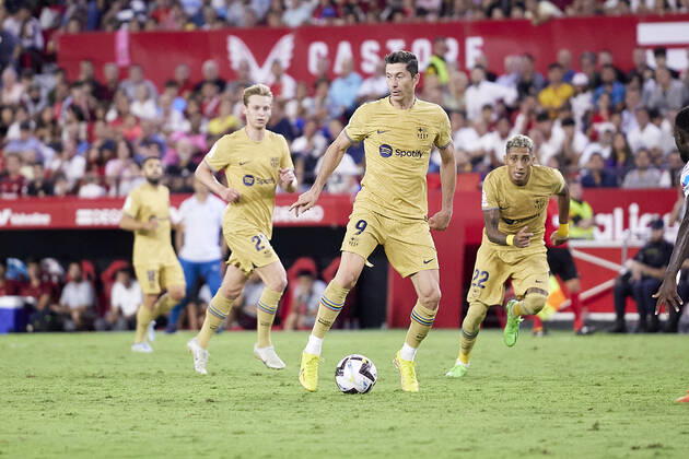 Sevilla FC v FC Barcelona, Barca LaLiga Santander, Seville, Spain Seville, Spain. 03rd September 2022. Robert Lewandowski (9) of FC Barcelona seen during the LaLiga Santander match between Sevilla FC and FC Barcelona at Estadio Ramon Sanchez Pizjuan in Seville. Seville Andalucia Spain Estadio Ramon Sanchez Pizjuan Copyright: xGonzalesxPhoto JesusxRuizxMedinax