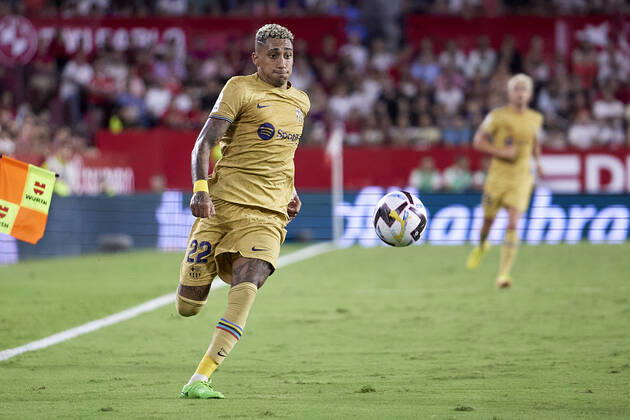 Sevilla FC v FC Barcelona, Barca LaLiga Santander, Seville, Spain Seville, Spain. 03rd September 2022. Raphinha (22) of FC Barcelona seen during the LaLiga Santander match between Sevilla FC and FC Barcelona at Estadio Ramon Sanchez Pizjuan in Seville. Seville Andalucia Spain Estadio Ramon Sanchez Pizjuan Copyright: xGonzalesxPhoto JesusxRuizxMedinax