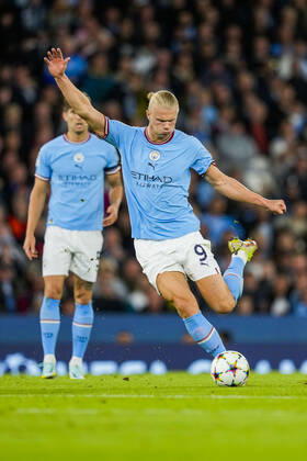 Manchester, United Kingdom 20220914. Manchester City s Erling Braut Haaland during the Champions League soccer match between Manchester City and Borussia Dortmund at the Etihad Stadium. Manchester Great Britain xx Copyright: xFredrikxVarfjellx E2cqvmntLQU