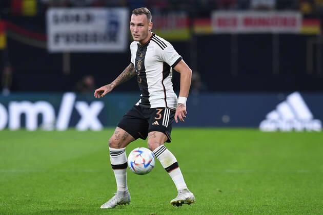 Fußball UEFA Nations League Deutschland - Ungarn am 23.09.2022 in der Red Bull Arena in Leipzig David Raum ( Deutschland ) DFB regulations prohibit any use of photographs as image sequences and or quasi-video.