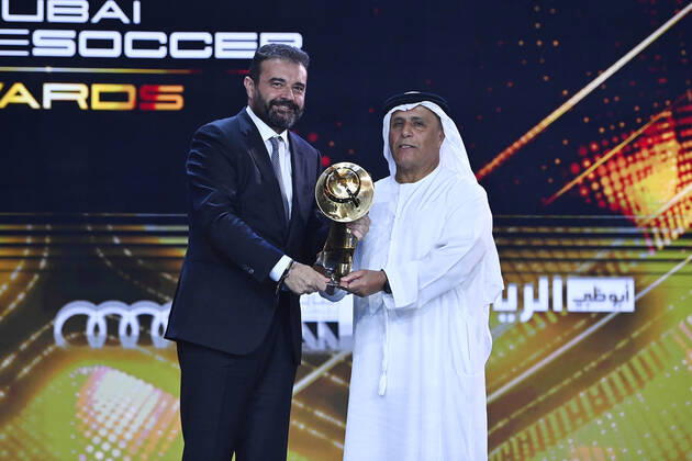Foto Fabio Ferrari LaPresse - 17 Novembre 2022 - Dubai, Emirati Arabi Uniti - - Calcio -17ma edizione di Dubai International Sports Conference - Globe Soccer Awards 2022. Nella foto: Jose Angel Sanchez - Best Executive of the year November 17, 2022 Dubai, United Arab Emirates - sport - Soccer - 17th edition of the Dubai International Sports Conference - Globe Soccer Awards 2022. In the pic: Jose Angel Sanchez - Best Executive of the year  Copyright: xFabioxFerrari LaPressex