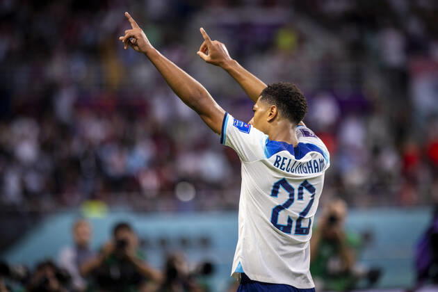 Doha, Qatar. 21st Nov, 2022. Goal celebration: Jude Bellingham (England) England - Iran World Cup 2022 in Qatar 21.11.2022 Credit: Moritz Müller
