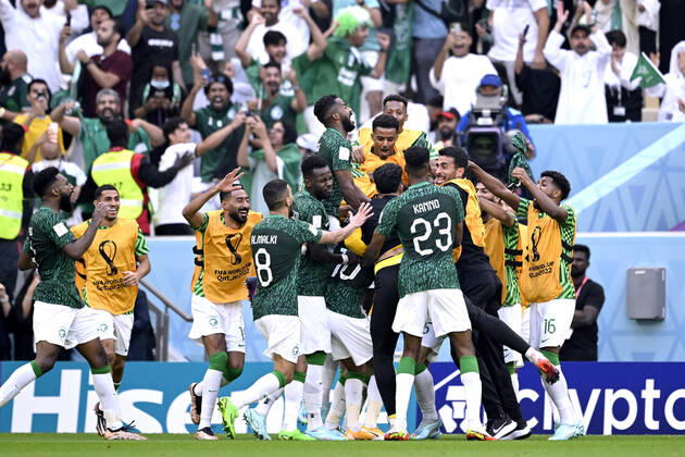 Sport Bilder des Tages AL DAWSARI Salem Kapitaen Team Saudi Arabien Jubelt nach seinem Tor zum 1 : 2 Endstand FIFA World Cup, WM, Weltmeisterschaft, Fussball 2022 in Qatar Vorrundenspiel Gruppe C Argentinien - Saudi Arabien am 22.11.2022 im Lusail Stadion in AL DAAYEN DFL REGULATIONS PROHIBIT ANY USE OF PHOTOGRAPHS as IMAGE SEQUENCES and or QUASI-VIDEO Copyright: xLacixPerenyix