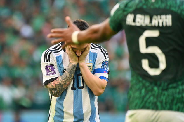 Lionel MESSI (ARG), Enttaeuschung,Frust, enttaeuscht,frustriert,niedergeschlagen, Aktion,Halbfigur,halbe Figur. Spiel 8,Gruppe C Argentinien (ARG) - Saudi Arabien (KSA) 1-2 am 22.11.2022, Lussail Stadium. Fussball Weltmeisterschaft 20122 in Katar vom 20.11. - 18.12.2022