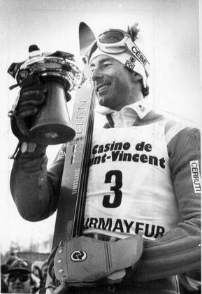 Courmayeur 1983-12-14 Ingemar Stenmark - glad igen efter segern i Courmayeur. Courmayeur Italien x57x