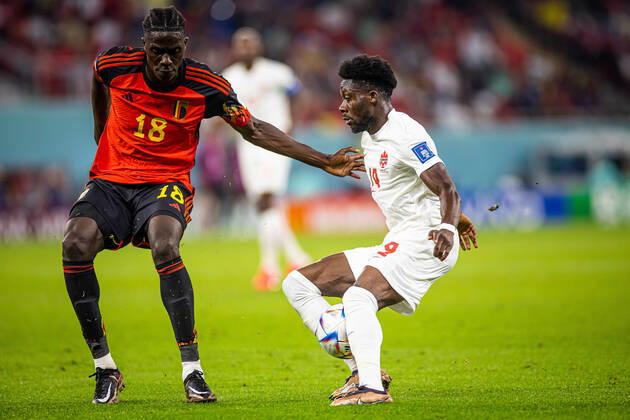 23.11.2022 DOHA, KATAR, AHMAD BIN ALI STADIUM, PILKA NOZNA MISTRZOSTWA SWIATA W PILCE NOZNEJ KATAR 2022 ( FIFA World Cup, WM, Weltmeisterschaft, Fussball QATAR 2022 ) MECZ BELGIA - KANADA GAME BELGIUM - CANADA NZ ALPHONSO DAVIS FOTO LUKASZ SKWIOT CYFRASPORT NEWSPIX.PL --- Newspix.pl 20221123CSLS175