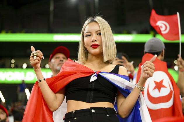 Supporters de l Equipe de France - Ambiance - sexy FOOTBALL : Tunisie vs France - Groupe D - coupe du Monde Qatar 2022 - 30 11 2022 JBAutissier Panoramic