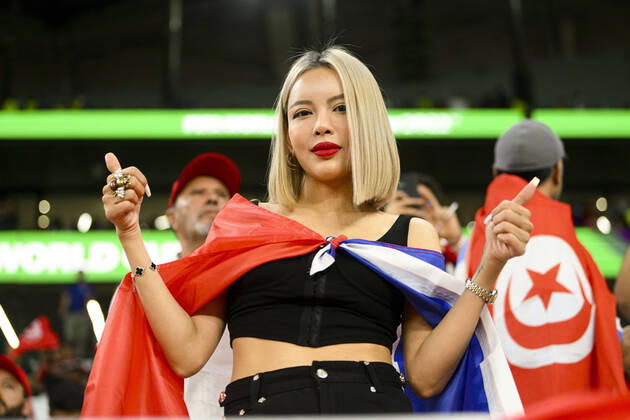 Supporters de l Equipe de France - Ambiance - sexy FOOTBALL : Tunisie vs France - Groupe D - coupe du Monde Qatar 2022 - 30 11 2022 JBAutissier Panoramic