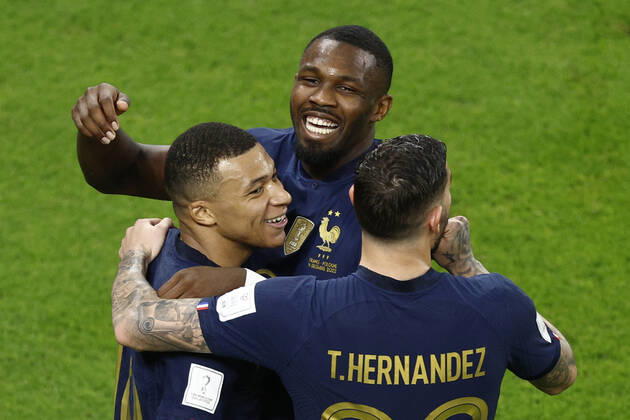 Kylian Mbappe of France celebrates a goal during the FIFA round 16 soccer match between France and Poland at Al Thumama a stadium in Doha, Qatar, 04 December 2022. World Cup 2022: France vs. Poland !ACHTUNG: NUR REDAKTIONELLE NUTZUNG!  Copyright: xRodrigoxJiménezx GR7228 20221204-e8763f0bbe4faa33cf52fd19a33195593b405b3d