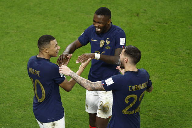 Kylian Mbappe of France celebrates a goal during the FIFA round 16 soccer match between France and Poland at Al Thumama a stadium in Doha, Qatar, 04 December 2022. World Cup 2022: France vs. Poland !ACHTUNG: NUR REDAKTIONELLE NUTZUNG! Copyright: xRodrigoxJiménezx GR7211 20221204-aad3ba20a5773745f9776c2e3a3652ecf12ff169