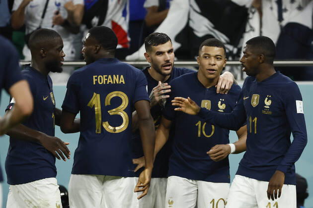 Kylian Mbappe of France celebrates a goal during the FIFA round 16 soccer match between France and Poland at Al Thumama a stadium in Doha, Qatar, 04 December 2022. World Cup 2022: France vs. Poland !ACHTUNG: NUR REDAKTIONELLE NUTZUNG! Copyright: xJoséxMéndezx GR7153 20221204-90a8cf3bf889a68c563e1bda767dba837269f924