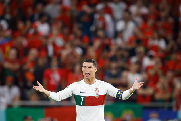 morocco vs portugal DOHA, CA - 10.12.2022: MOROCCO VS PORTUGAL - CRISTIANO RONALDO of Portugal during the match between Morocco and Portugal, valid for the quarterfinals of the World Cup, held at the Al Thumama Stadium in Doha, Qatar. (Photo: Rodolfo Buhrer La Imagem Fotoarena) x2308617x RodolfoxBuhrer
