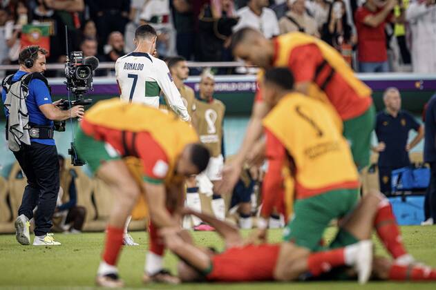 morocco vs portugal DOHA, CA - 10.12.2022: MOROCCO VS PORTUGAL - CRISTIANO RONALDO of Portugal leaves the field after being eliminated by Morocco in a match between Morocco and Portugal, valid for the quarterfinals of the World Cup, held at the Al Thumama Stadium in Doha, Qatar. (Photo: Marcelo Machado de Melo Fotoarena) x2308625x MarceloxMachadoxdexMelo