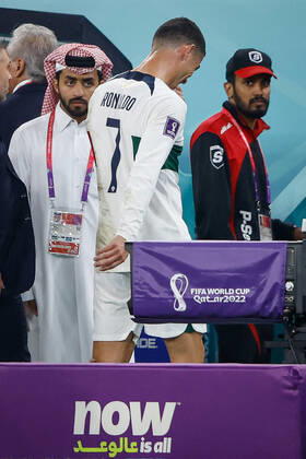 morocco vs portugal DOHA, CA - 10.12.2022: MOROCCO VS PORTUGAL - CRISTIANO RONALDO of Portugal leaves the field crying after the match between Morocco and Portugal, valid for the quarterfinals of the World Cup, held at the Al Thumama Stadium in Doha, Qatar. (Photo: Rodolfo Buhrer La Imagem Fotoarena) x2308659x RodolfoxBuhrer