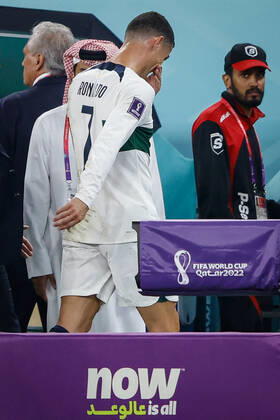 morocco vs portugal DOHA, CA - 10.12.2022: MOROCCO VS PORTUGAL - CRISTIANO RONALDO of Portugal leaves the field crying after the match between Morocco and Portugal, valid for the quarterfinals of the World Cup, held at the Al Thumama Stadium in Doha, Qatar. (Photo: Rodolfo Buhrer La Imagem Fotoarena) x2308660x RodolfoxBuhrer