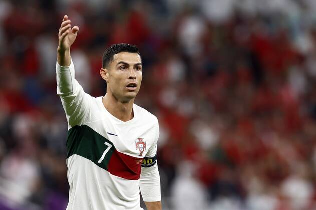 DOHA - Cristiano Ronaldo of Portugal during the FIFA World Cup, WM, Weltmeisterschaft, Fussball Qatar 2022 quarterfinal match between Morocco and Portugal at Al Thumama Stadium on December 10, 2022 in Doha, Qatar. ANP KOEN VAN WEEL netherlands out - belgium out Doha xVIxxIVx