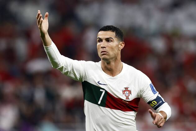 DOHA - Cristiano Ronaldo of Portugal during the FIFA World Cup, WM, Weltmeisterschaft, Fussball Qatar 2022 quarterfinal match between Morocco and Portugal at Al Thumama Stadium on December 10, 2022 in Doha, Qatar. ANP KOEN VAN WEEL netherlands out - belgium out Doha xVIxxIVx