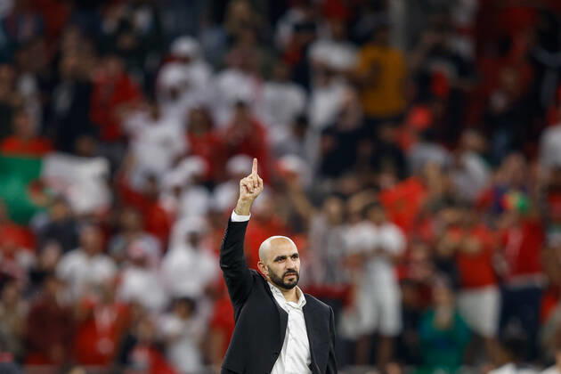 morocco vs portugal DOHA, CA - 10.12.2022: MOROCCO VS PORTUGAL - Coach REGRAGUI Walid from Morocco during the match between Morocco and Portugal, valid for the quarterfinals of the World Cup, held at the Al Thumama Stadium in Doha, Qatar. (Photo: Rodolfo Buhrer La Imagem Fotoarena) x2308668x RodolfoxBuhrer