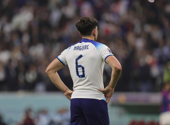 England v France 2022 FIFA World Cup, WM, Weltmeisterschaft, Fussball Harry Maguire of England reacts during the 2022 FIFA World Cup Quarter-final match at Al Bayt Stadium, Al Bayt Content Not Available For UK Newspapers Copyright: xPaulxChestertonx FIL-17802-0081 UK Newspapers OUT
